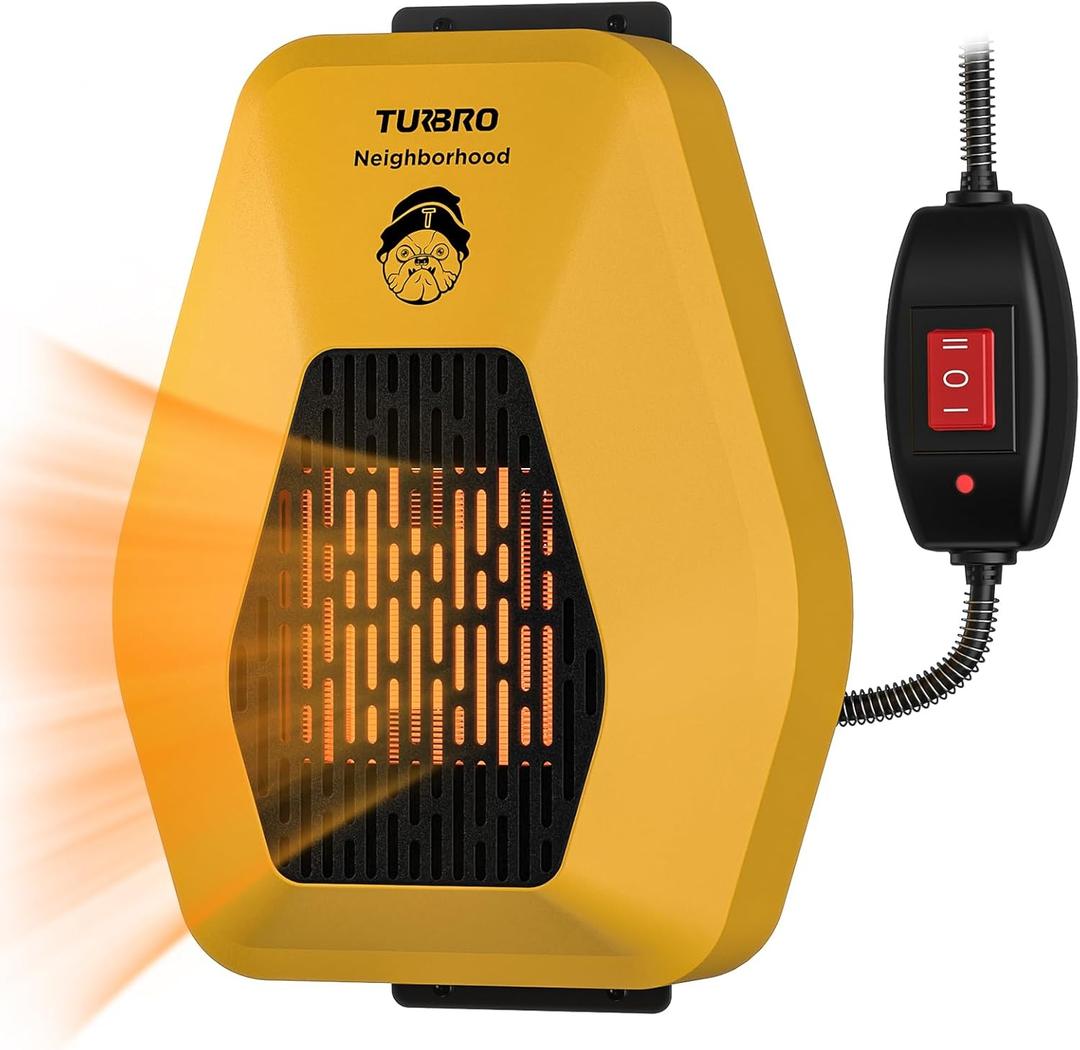 TURBRO Neighborhood DH800A Dog House Heater 800W, Wall Mount, 10ft Anti Bite Cord, Waterproof Control, Overheat Protection, Electric Warmer for Hound Kennel Cat Cage Chicken Coop, UL Test Passed