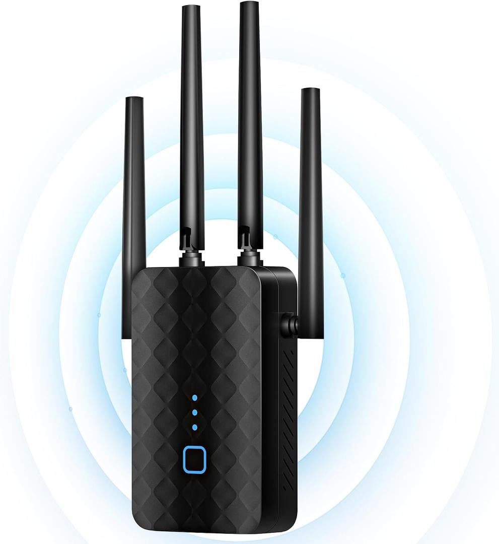 WiFi Extender Signal Booster, Dual Band 5.8GHz&2.4GHz, WiFi Booster Covers Up to 10000 Sq.ft, 1.2Gbps WiFi Repeater with Ethernet Port, 1-tap Setup, 1200M-99A