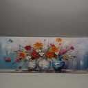 Large Canvas Wall Art, Hand Painted Textured Floral Wall Decor, 40x16 In