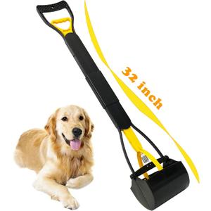 ienjoyed 32“ Tall Pooper Scooper, Large Pooper Scooper for Dogs Heavy Duty, Dog Pooper Scooper with Long Handle & High Strength Durable Spring, Foldable Dog Poop Pick Up