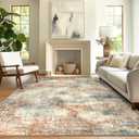 GENIMO Washable Area Rugs for Living Room Bedroom, 6x9 Modern Abstract Non Slip Rug, Low Pile Soft Contemporary Indoor Floor Carpet Cover for Dining Room Kitchen, Multi (Blended Multi)