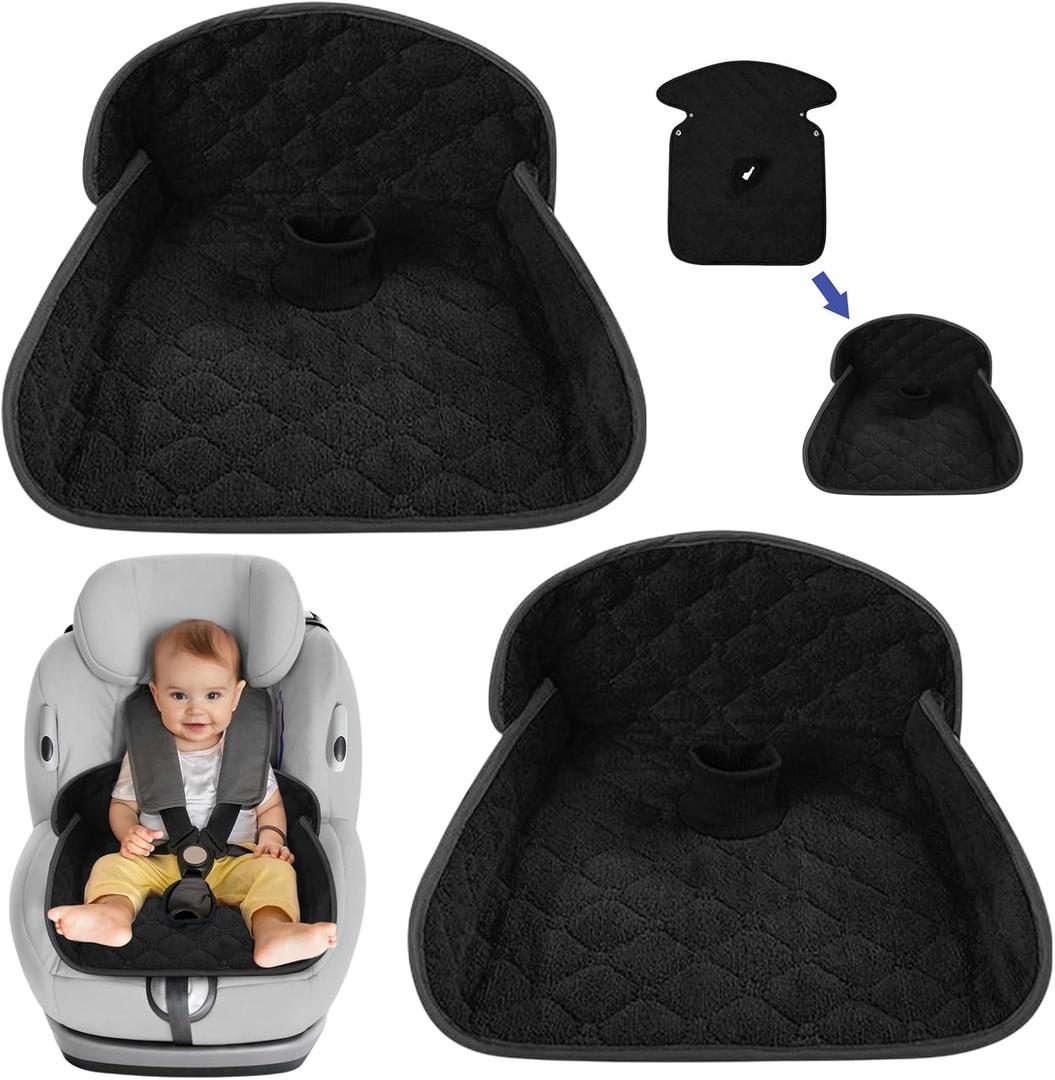 Risirica 2 Pack Black carseat Potty Training Cover,Extended Length Car Potty Training Seat Protecto for Potty Training,Piddle Pads & Travel for Stroller,Non-Slip Pee Protector for Carseat