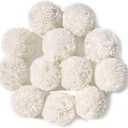 Pack of 12 Yarn Pom Poms for Hats 8CM-3INCH Party Supplies Handmade Detachable Art and Craft Fuzzy Pom Poms Decorative Accessories (White)