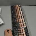 Wireless Keyboard and Mouse Combo, 104 Round Keys Cute Colorful Keyboard and Mouse with Retro Typewriter for PC/ Mac/ Laptop/ Tablet/ Computer/ Windows Black