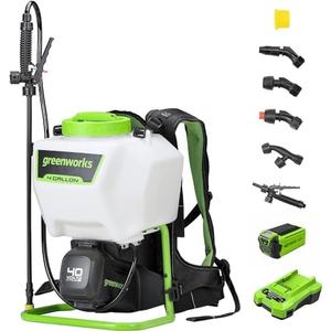 Greenworks 40V Cordless Backpack Sprayer (4 Gallon / 5 Tips / 25 FT Spray) For Weeding, Spraying, and Cleaning, 2.0Ah Battery and Charger Included