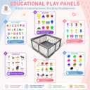 Baby Playpen 50x50 - Educational Play Yard with 6-Sided Learning Panels - Toddler Play Area Indoor Outdoor - Breathable Mesh Safety Enclosure