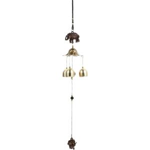 Vintage Elephant Wind Chime Feng Shui Decor – Metal Good Luck Bell for Home Garden Outdoor Indoor – Happiness Health Wealth Gift