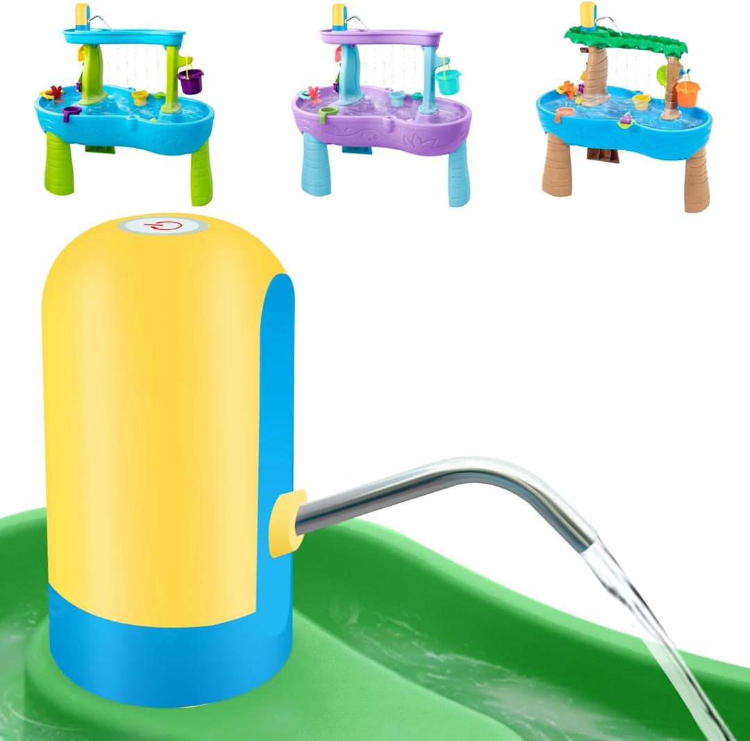 3 x Infowush Powerful Water Table Pump, Battery Powered Water Pump for Water Table 3 Hours Non-Stop Fun Portable Summer Outdoor Sand/Water Table Toys Water Play Table Accessories for Toddlers Kids（Yellow）