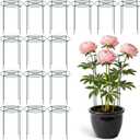 Geelin 15 Pack Peony Cages Bulk 12'' Dx 24'' H Peony Cages and Supports Heavy Duty Metal Plants Grow Through Support Rings Hoops for Outdoor Plants Flower Strawberry Tomato Strawberry(Green)