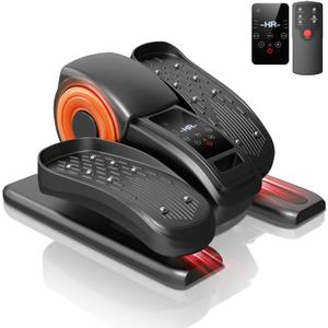 Under Desk Elliptical Machine, Electric Seated Pedal Exerciser, Mini Elliptical Leg Exerciser with Remoter, 12 Level Speeds, Forward & Reverse Direction, Manual & Auto Mode for Home Office (Orange)