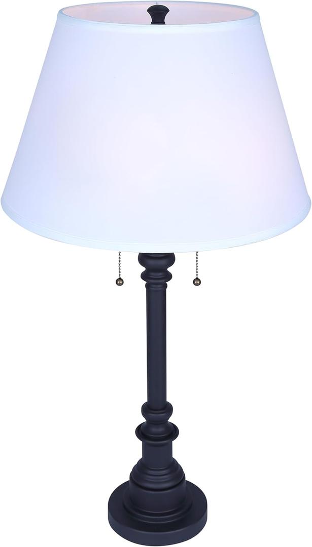 Canarm Nevan 2 Light Table Lamp with Oil Rubbed Bronze Finish and White Shade