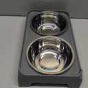 COMESOON Elevated Dog Bowls for Small, Medium Dogs, 3 Height Adjustable Raised Stand with 2 Thick 6" Stainless Steel Food Bowls, Non-Slip Feeder Adjusts to 2.75", 6", 7.5", Grey