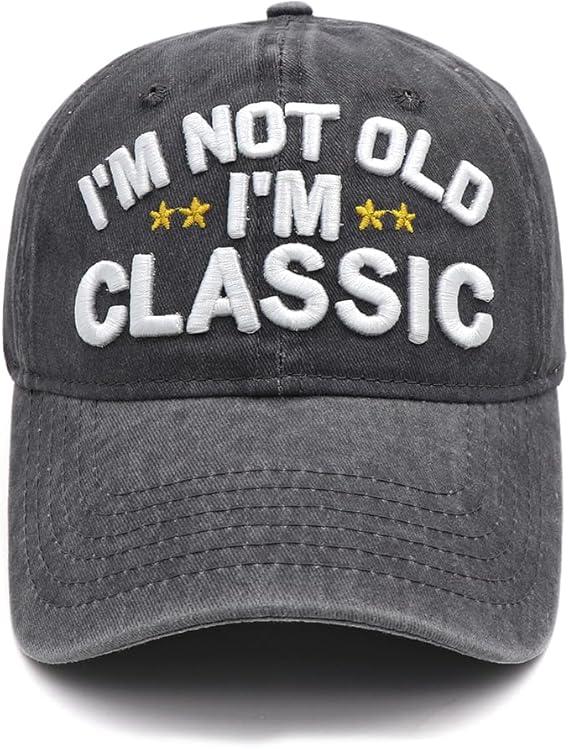 Fathers Day Dad Papa Grandfather Gifts-Funny Retirement Birthday Gifts Hats for Men -I'm Not Old Classic Baseball Cap (Gray)