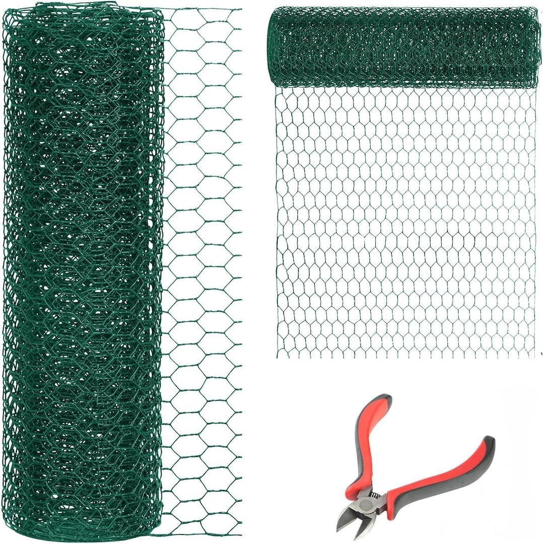 48'' x 50' Green Chicken Wire Fencing, 1 inch Chicken Wire and 19 Gauge Poultry Netting, Garden Mesh Fence Roll for Floral Arrangements/Crafts/Farm/Livestock/Pet Protection
