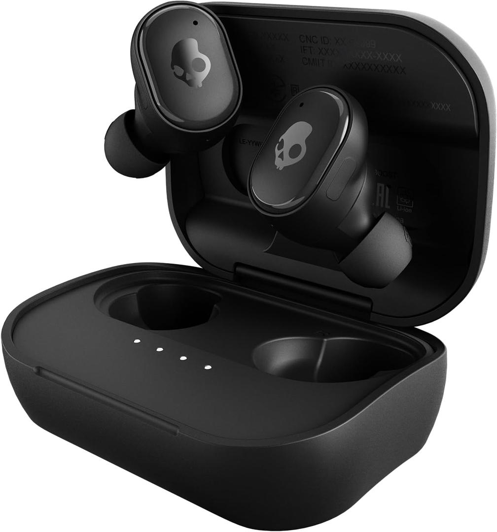 Skullcandy Grind Wireless Earbuds, Bluetooth Headphones, Up to 40 Hours Battery, Noise Isolating Fit, Microphone for iPhone Android, Customizable via Skull-iQ App - True Black
