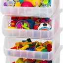 Plastic Containers for Organizing and Storage Bins for Closet, Kitchen, Office, Garage or Pantry Organization, Stackable Bins, Extra Large (14.8" x 16.5" x 7"), 4-Pack, Clear