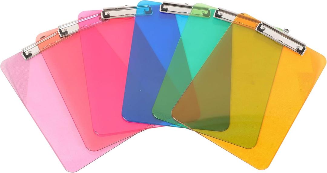 Amazon Basics Colorful, Sturdy, Lightweight Plastic Clipboards, Letter Size, Assorted Colors, Pack of 6