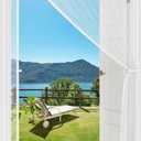 MAGZO Magnetic Screen Door White, Fits 32'' x 80'' Door, Reversible Left Right Side Opening, Scratch-Proof Polyester, Pet&Kids Friendly, Easy Install with Hook&Loop, Keep Annoying Creatures Out