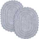 RAJRANG Cotton Bathroom Rug Light Grey Oval 24x17 Inches Pack of 2 Crochet Reversible Boho Bath Mat for Home Dcor