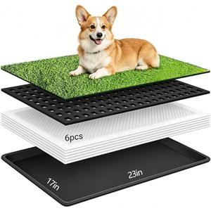 Dog Grass Pad with Tray - Fake Turf Grass Non-Shedding, Odor Resistant Easy Clean, Eco-Reusable Indoor/Outdoor Puppy Potty 23X17inches