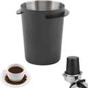 Coffee Dosing Cup 58mm, Stainless Steel Espresso Coffee Dosing Cup Espresso Coffee Machine Accessories, Coffee Powder Feeder Part Coffee Grinder Powder Cup Compatible with 54mm Portafilter, Black