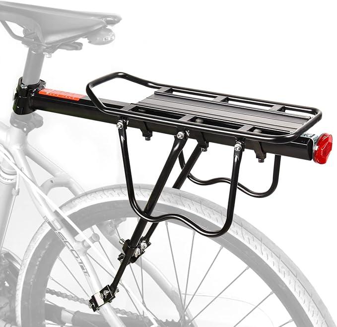 Rear Bike Rack, 110 lbs / 50KGS Bike Cargo Racks Frame Aluminum Alloy Universal Adjustable Cycling Equipment Stand Footstock Bicycle Luggage Carrier + Bicycle Training Wheels Rear Bike Rack, 110 lbs / 50KGS Bike Cargo Racks Frame Aluminum Alloy Universal Adjustable Cycling Equipment Stand Footstock Bicycle Luggage Carrier + Bicycle Training Wheels