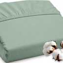 ROYALE LINENS 300 Thread Count 100% Long Staple Combed Cotton Fitted Sheet Queen - Super Soft Deep Pocket Bottom Sheet - Fitted Sheets Only - Elastic Sheets (Queen, Sage Green)