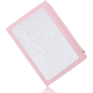 Nanshy Clear Pouches with Zipper Travel Bags for Women & Men - Cosmetic Travel Bag or Pencil Case - Flat Makeup Bag - Toiletry Clear Purse (Pink 11.5" x 8")