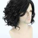 Topcosplay Mens Hair Wig Black Short Curly Fluffy Cosplay Halloween Costume Party Wigs