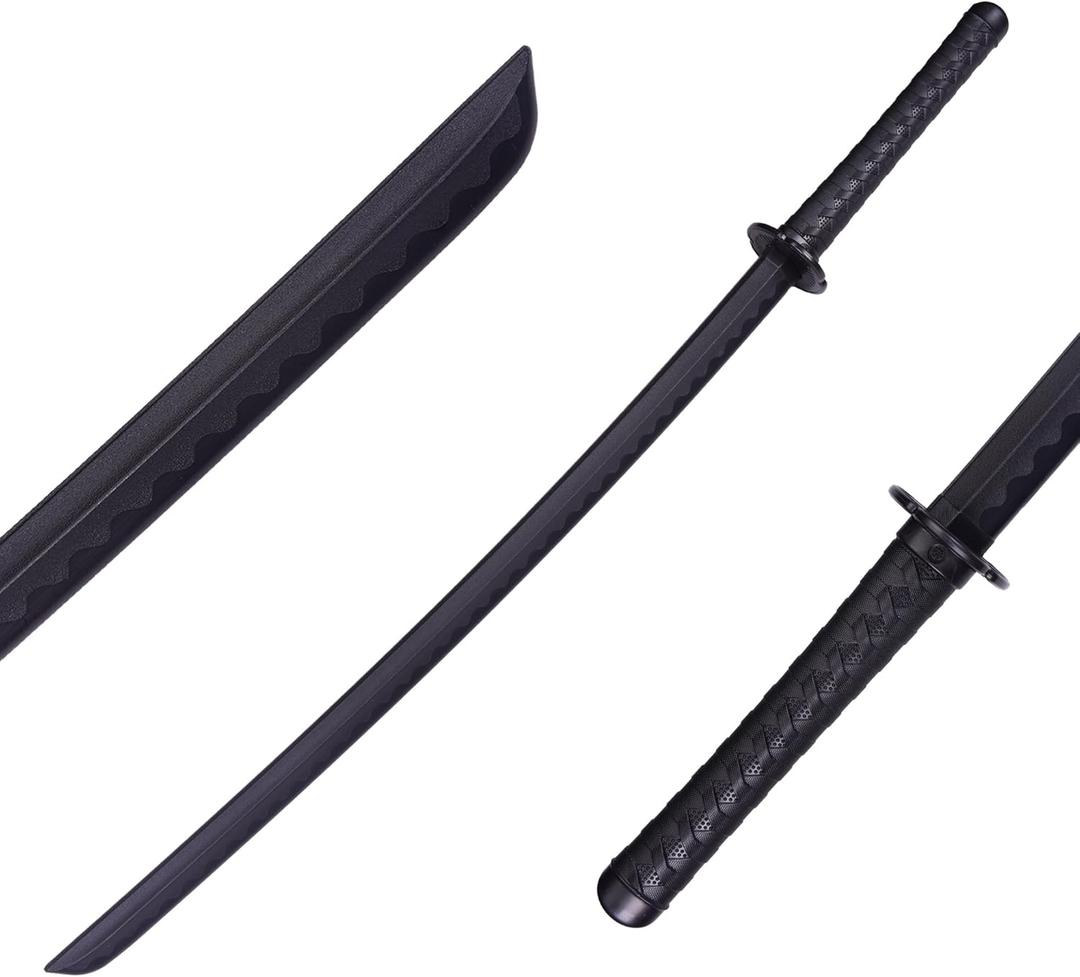Polypropylene Katana Sword - Japanese Training Samurai Sword, Blunt Longsword, Martial Arts Practice Katana for Men and Women, Cosplay Sword, Safe, Easy, Fun, Durable (Black)