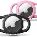 Waterproof Airtag Dog Collar Holder, Silicone & ABS Airtag Holder for Dog & Cat Collars, Ultra-Durable, Lightweight and Protective Airtag Case (Black & Pink, Small)