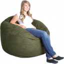 4-Feet Foam Microsuede Beanbag Chair, Big, Olive Green
