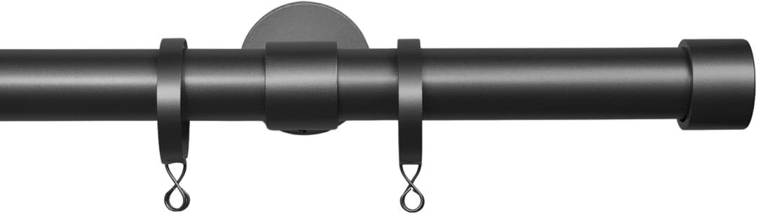 TWOPAGES 1" Heavy Duty 28-136" Adjustable Curtain Rod with Rings, Black