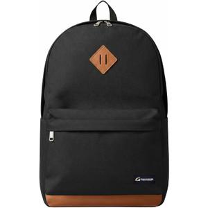 TRAILKICKER Black School Backpack, 17 Inch Laptop Backpack for College, Work & Travel, Lightweight Water-Resistant 25L Bookbag with Side Pockets