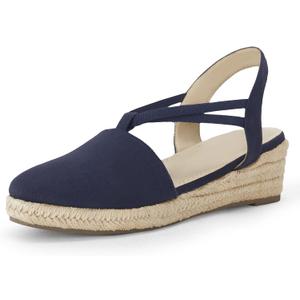 Coutgo Women's Platform Wedge Espadrille Sandals Slingback Slip on Closed Toe Strap Shoes, 7