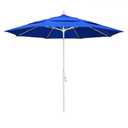 California Umbrella 12-Year-Non-Fading, 9Ft Premium Sunbrella Patio Umbrella, Hand-Crank, Button-Tilt, White Frame, Pacific Blue Fabric