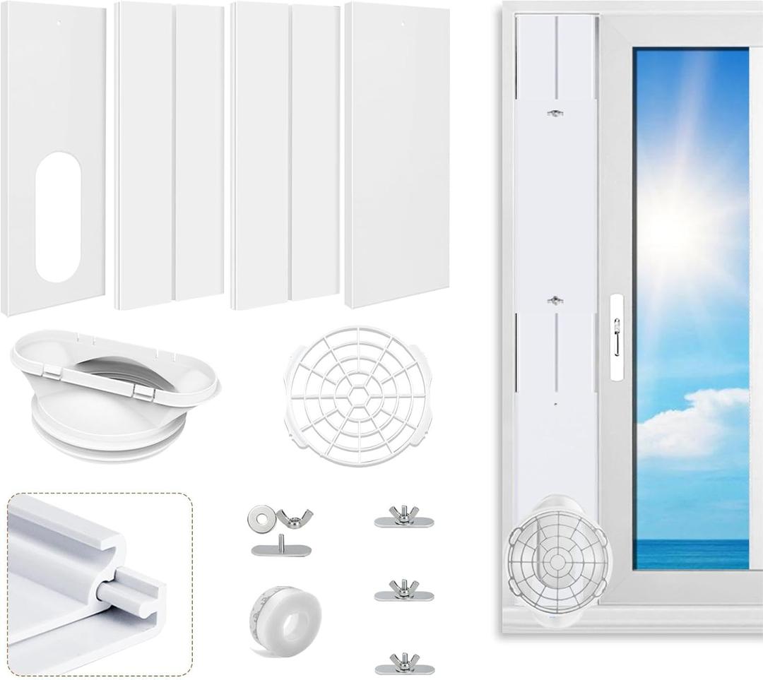 Portable AC Window Seal Kit (No Hose) - 4 Adjustable Panels 17" to 61", Fits LG Whynter Haier 99% Portable Air Conditioners, Airtight Sliding Window Vent Seal, Replacement Window Kit