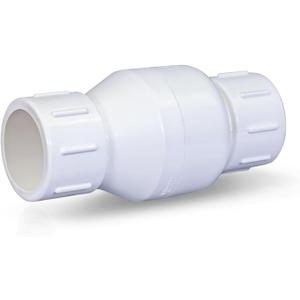 Midline Valve 4I2T114 PVC Inline Check Valve for Backflow Prevention 1-1/4'' Solvent Connections White Plastic