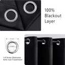 LIMON HOME Black Blackout Curtains 72 inches Long for Living Room Bedroom, Soundproof Window Treatment Black Out Drapes for Hall Room, Set of 2 Panels