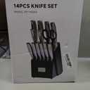 Knife Set with Block, FOHERE Stainless Steel Knife Block Set with Advanced Self Sharpening Technology, 14 Pieces Waved Texture Kitchen Knife Set, Sharp Knives with Non-slip Ergonomic Handle