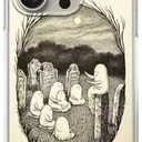 Cozmaison Spooky Ghost Case Compatible with iPhone 16 Pro Max, Vintage Tomb Yard Halloween Ghost Case for iPhone 16 Pro Max, Trendy Soft TPU Bumper Case Cover