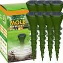 8 Packs Solar Powered Mole Repellent for Lawns, Waterproof Gopher Vole Repellent Ultrasonic Pest Control Outdoor Get Rid of Snake Voles Ground Squirrels in Garden, Yard, Lawn (GREEN)