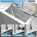 Kichae 33 Undermount Waterfall Kitchen Sink - Undermount Sink 33"x17" Ledge Workstation 16 Gauge Stainless Steel Deep Single Bowl Under Counter Handmade Basin with Faucet Combo & Wash Basin, 33"x17"x9"