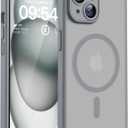 TOCOL Magnetic for iPhone 15 Case, Upgraded Full Camera Protection, Compatible with Magsafe, 15FT Drop Protection, Translucent Matte Back Phone Cover 6.1 inchTitan Gray
