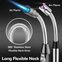 2 Pack Candle Lighter Electric Arc Long Flex Neck Utility Butane Torch Lighters Rechargeable USB Refillable Gas Jet Flame Windproof Lighter for Camping BBQ Grill Gas Stove