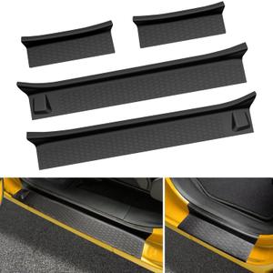 Door Sill Guards Kit for 2018-2025 Jeep Wrangler JL/2020-2025 Gladiator JT Door Sill Protector Accessories, Door Entry Guard for Wrangler JLU&Gladiator JT 4 Door (4 Pcs Set-Black)