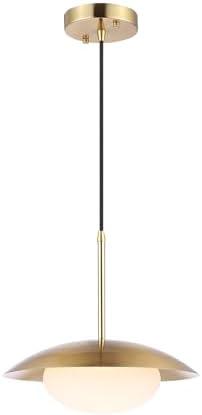 BAODEN Modern Pendant Light, Industrial Hanging Light, Brushed Brass Finish, Dome Shades, White Globe Glass Lampshade, for Kitchen Island, Living Room, Dining Room
