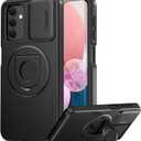 FUNMIKO for Samsung Galaxy S20 FE Case with Sliding Camera Lens Protection and Screen Protector,Magnetic Kickstand,Shockproof Protective Phone Cover for Men Women Girls,Black