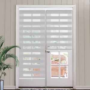 SEEYE Cordless Zebra Blinds for Window, French Door Blinds Free-Stop Roller Window Shades with Valance 68" W x 90" H, Light Filtering Window Treatment Sheer Blinds & Shades Easy to Install, Gray
