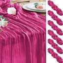 Wokceer Cheesecloth Table Runner 6Pack 10FT Fuchsia Boho Gauze Cheese Cloth Table Runner for Party Long Rustic Sheer Table Runners for Baby Bridal Shower Wedding Easter Table Decor